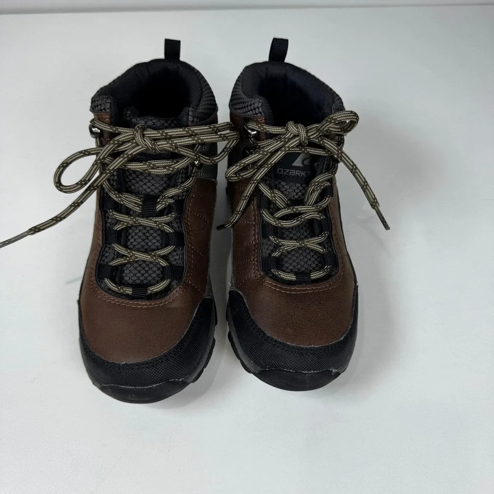 Ozark Trail Boys 1Y Brown Gray Outdoor Youth Trail Hiking Shoes Sneaker Utility